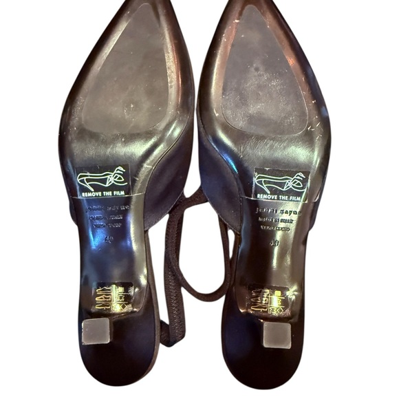 Jenni Kayne Black Satin Slingback Kitten Heels Sz 40 - Picture 8 of 11
